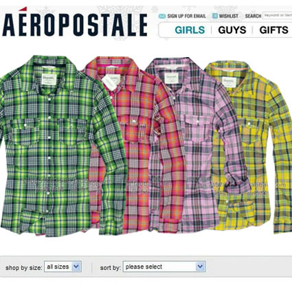 Ae aeropostale women's slim plaid long-sleeve shirt 04