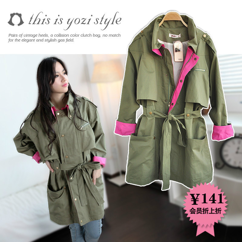 After 141 yozi women's all-match loose trench outerwear gg038