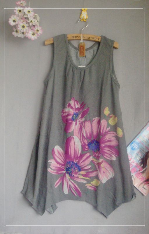 Ag . qweet grey flower unique sweep sleeveless knitted clothing