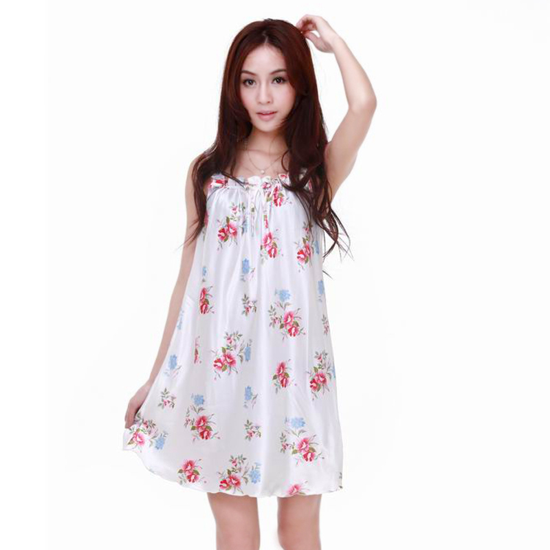 AGL-0007, Female faux silk lounge sleepwear Size fits all nightgown spaghetti strap nightgown,FREE SHIPPING