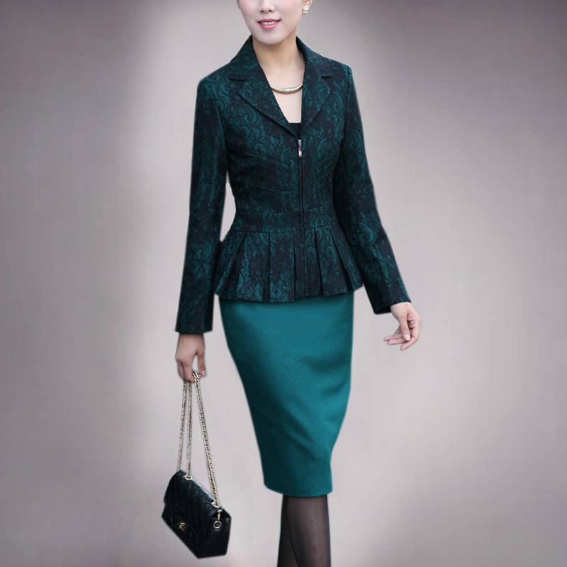 Airangel autumn and winter women fashion ol lace fine woolen slim skirt set plus size available