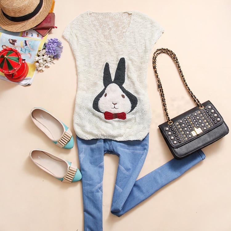 Akj-t673 2012 autumn women's V-neck rabbit sleeveless sweater h-23