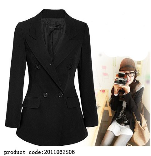 All Express Women Turn-down Collar Black Broadcloth Linen Spring Formal Coat 2011062 Free Shipping