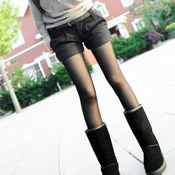 All-match basic thickening small trousers shorts woolen black grey boots pants