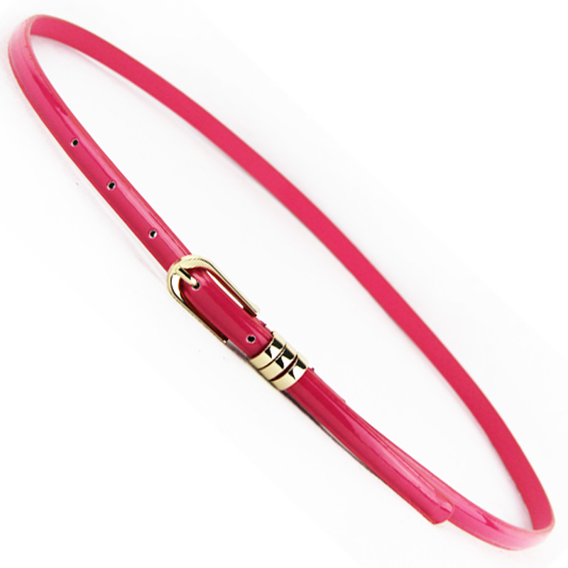 All-match beautiful candy color thin belt women's japanned leather strap decoration belt