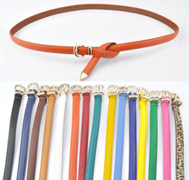 All-match belt women's Women genuine leather strap candy color genuine leather tieclasps thin belt