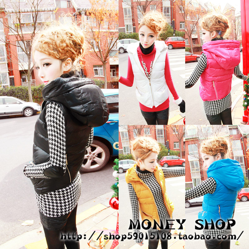 All-match bright color thermal space cotton ultralarge hooded cotton vest wadded jacket women's new arrival outerwear