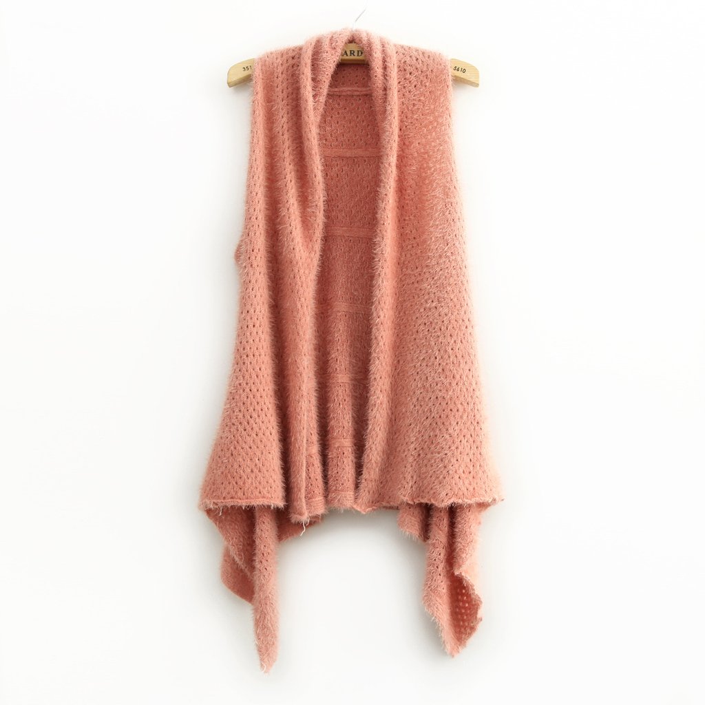 All-match , comfortable soft mohair irregular vest j1225