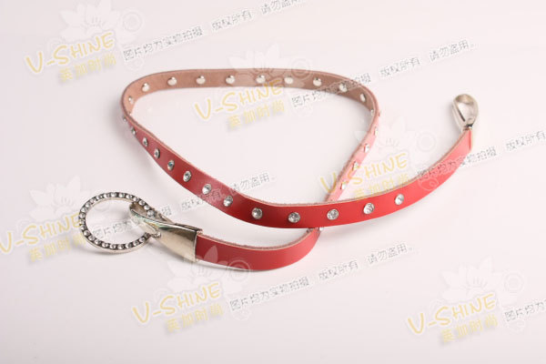 All-match cowhide belt decoration genuine leather strap red fashion rhinestone women's belly chain y284