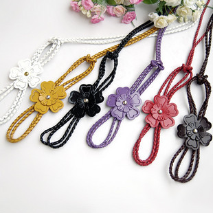 All-match cowhide genuine leather flower faux leather knitted tassel belly chain belly chain belt strap