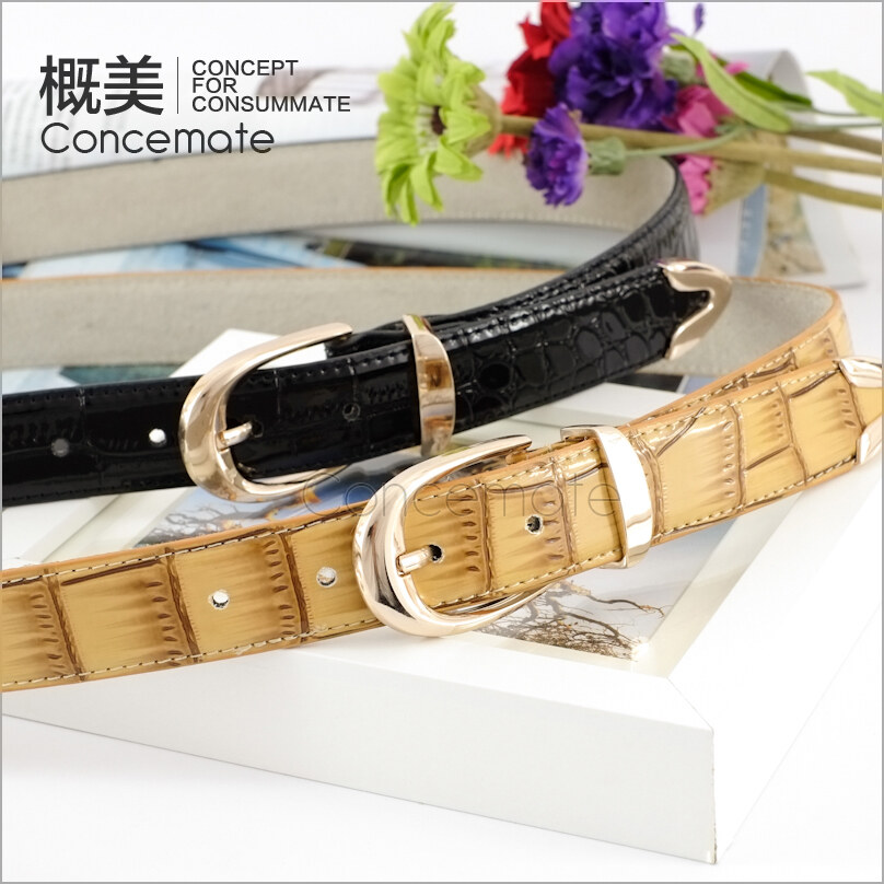 All-match crocodile pattern japanned leather women's belt nubuck cowhide pants belt genuine leather strap