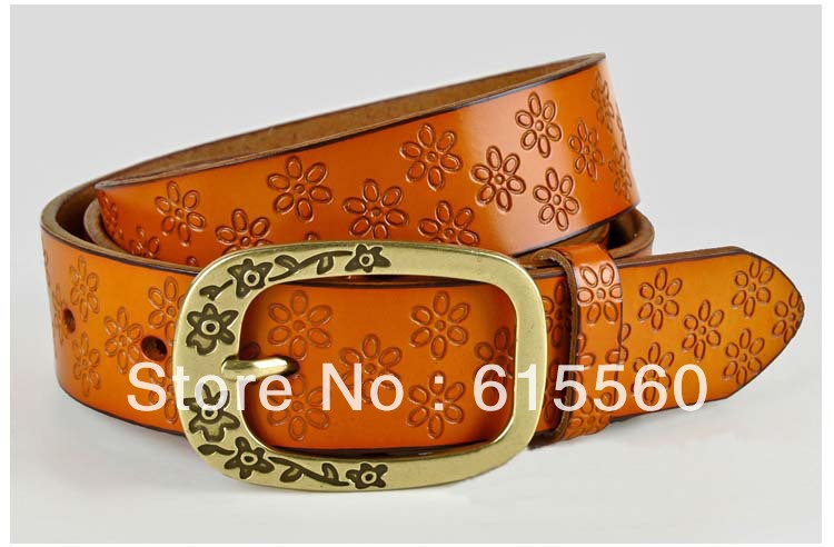 All-match embossed cowhide women's belt fashion women's strap decoration women's genuine leather belt