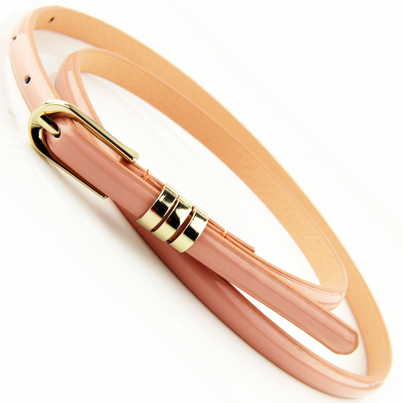 All-match exquisite candy color thin belt women's japanned leather strap decoration belt belly chain