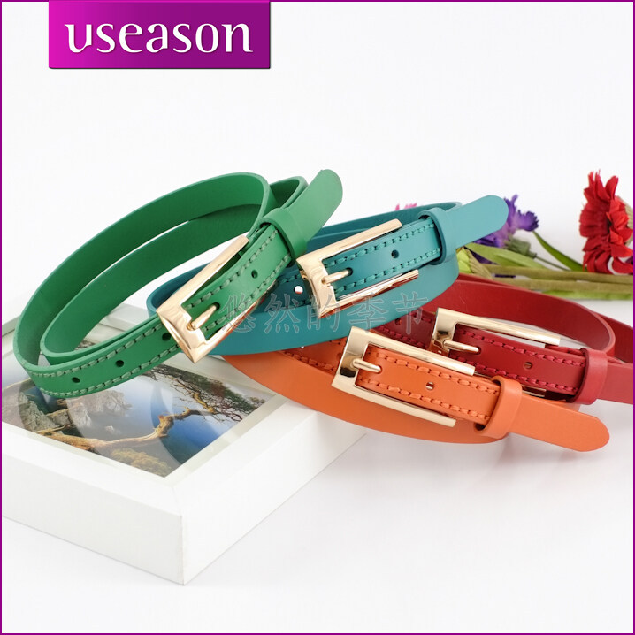 all-match first layer of cowhide thin  personality casual female candy color genuine leather strap belt u381(BL003)