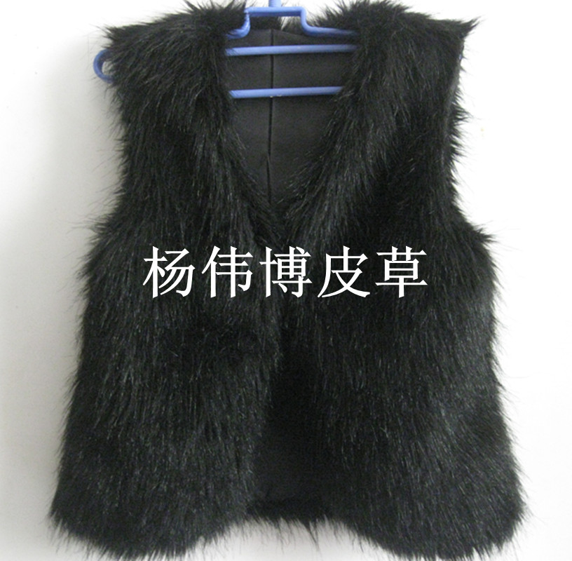 All-match fur coat vest black synthetic long medium-long vest female autumn and winter