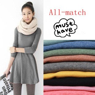 All-match Grinding Wool Dress Long Sleeve Free Shipping 2102601