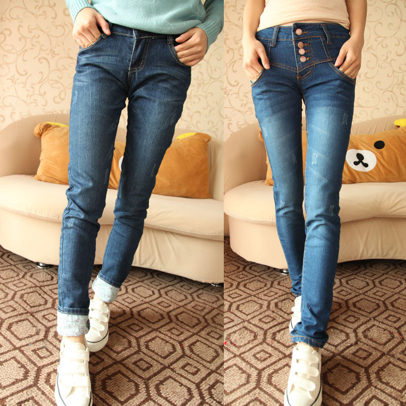 All-match high waist pencil pants denim trousers female autumn and winter women