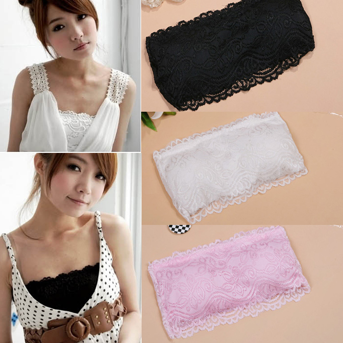 All-match lace decoration basic tube top two ways belt pad invisible shoulder strap tube top female