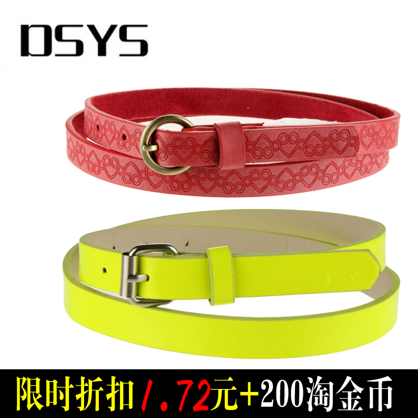 All-match leather women's neon color candy color thin belt female cummerbund female strap