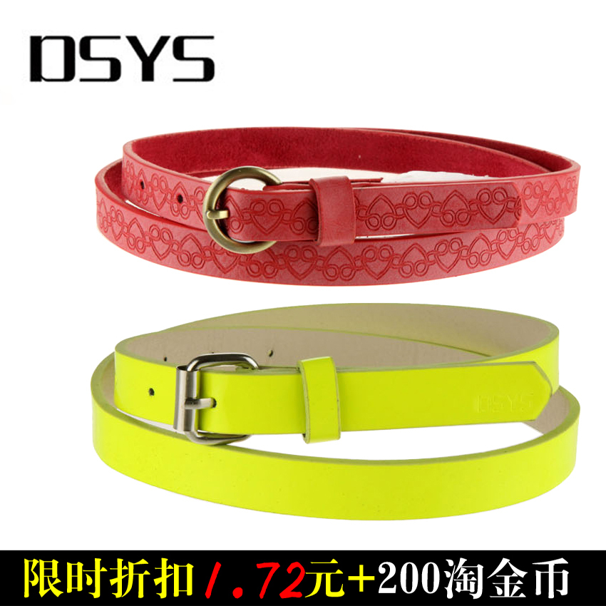 All-match leather women's neon color candy color thin belt female cummerbund female strap