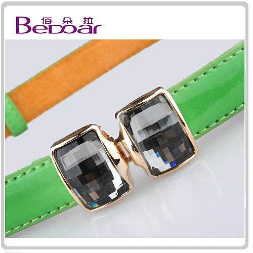 All-match multi-colored after adjust women's strap fashion japanned leather belt green