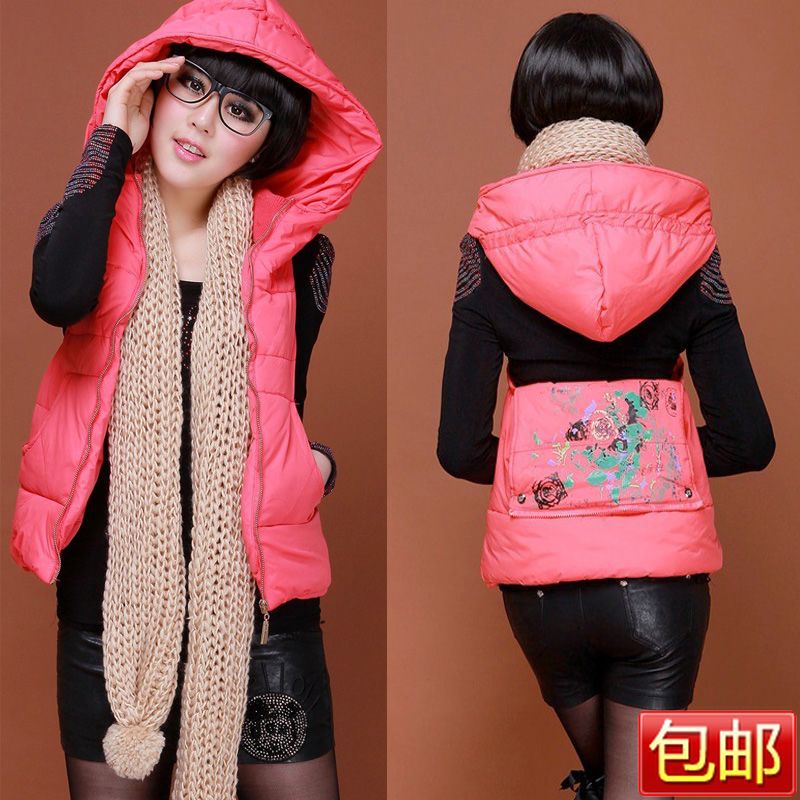 All-match slim with a hood cotton vest Women cotton vest female autumn and winter plus size