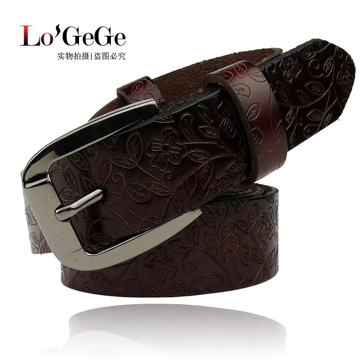 All-match strap female Genuine Leather Belt female Fashion women's strap Cowhide leather vintage sculpture print