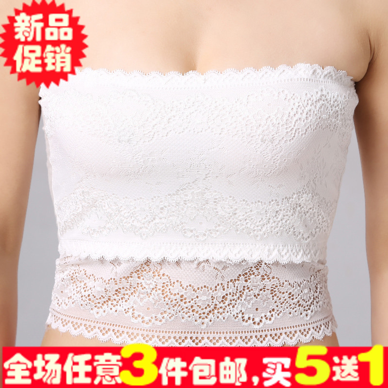 All-match tube top spaghetti strap lace decoration basic tube top bra underwear tube top bamboo fibre tube top