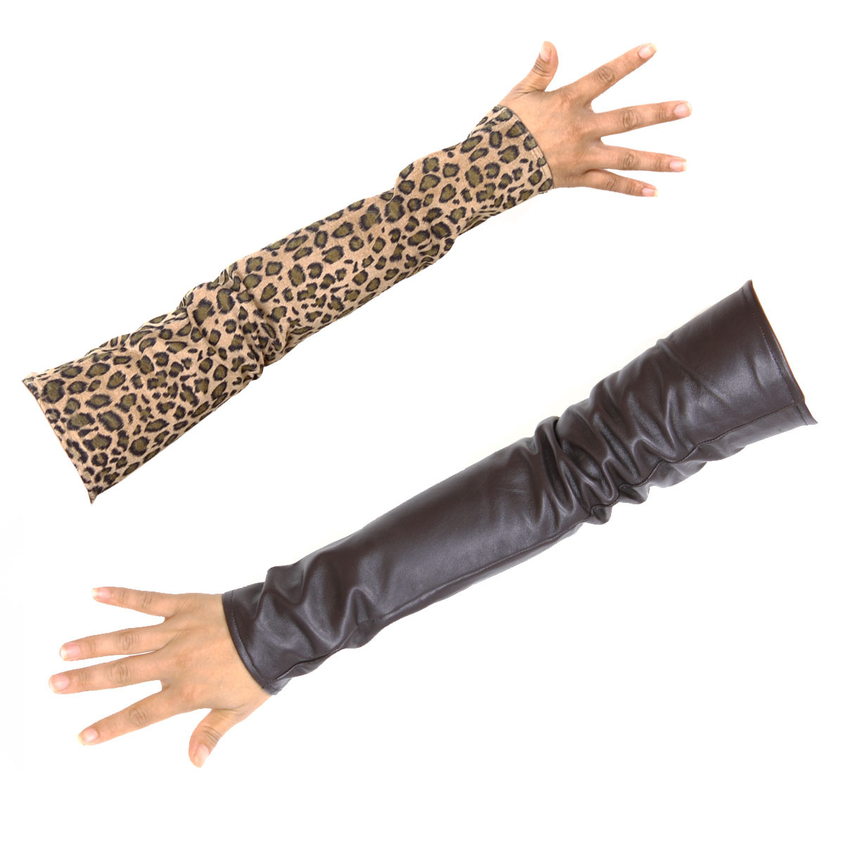 All-match women's genuine leather gloves arm sleeve ultra long sheepskin gloves oversleeps fingerless accessories