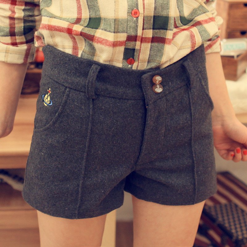 All-match woolen high waist shorts - k206 ,Free shipping