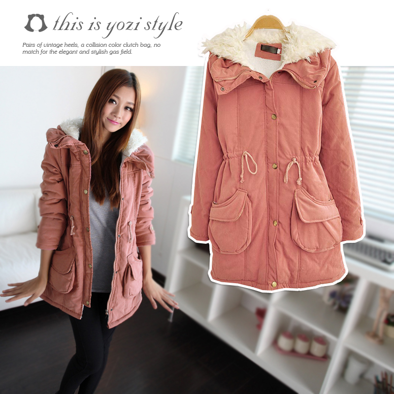 ALLFORYOU  Freeshipping  2012 Women's Long-sleeve Hooded Thickening Medium-long Cotton-padded Jacket   FMY285 SIZE : XXL-XXXL