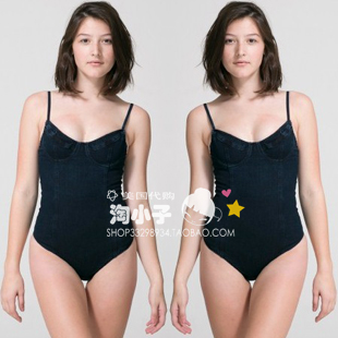 American apparel aa2013 new arrival denim spaghetti strap slim shaping bodysuit