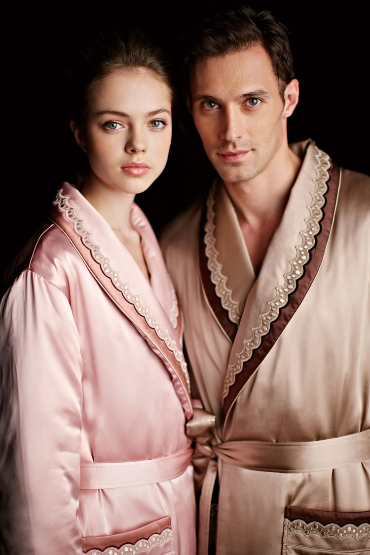 American standard lounge silk cotton-padded lovers sleepwear robe bathrobes 710021 710022