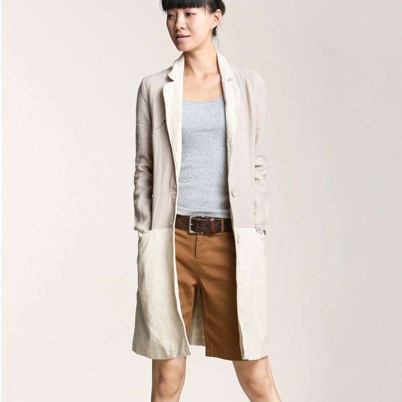 Amii autumn outerwear new arrival linen long-sleeve casual coat female 2 11240002 Free Shipping