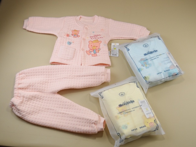 An baby thermal underwear bear pattern newborn stand collar buckle 100% cotton set of underwear and underpants