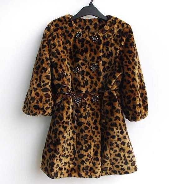 And the wind leopard double breasted paragraph in length faux fur coat