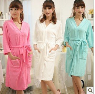 Anee Mia summer men and women lovers waffle pure cotton pajamas bathrobe