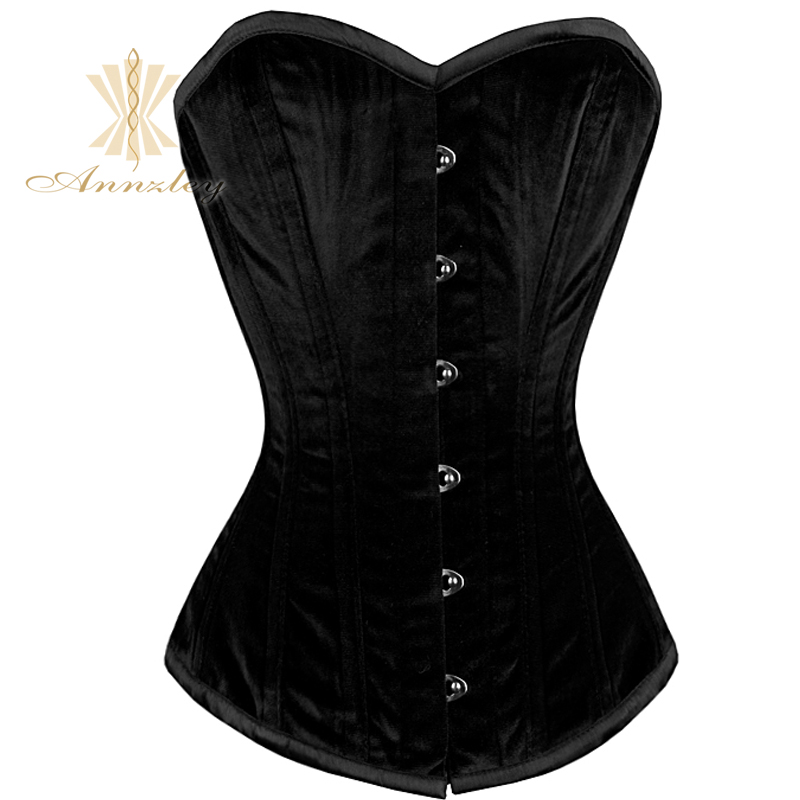 Annzley tiebelt corset black flannelet full shapewear a35016