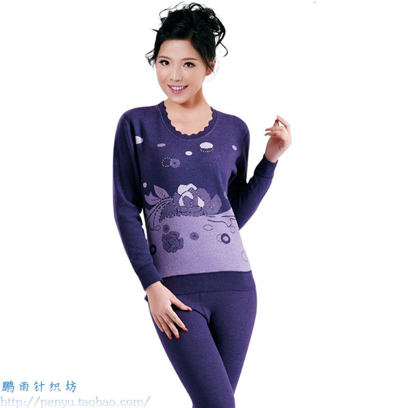 Antarctic o-neck thermal underwear female body shaping thermal underwear plus velvet thermal underwear set