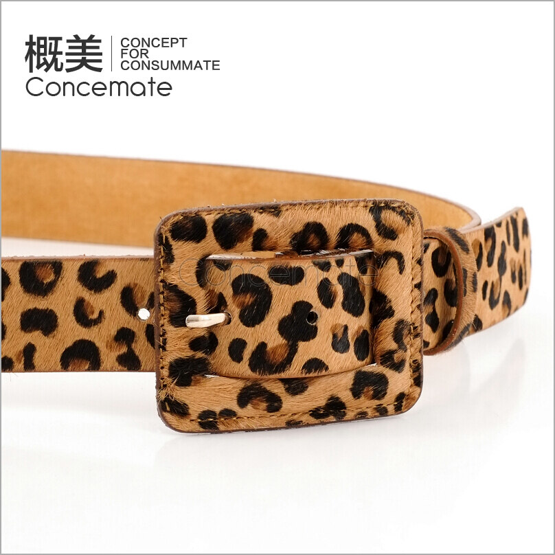 Anti-allergic horsehair leopard print women's genuine leather strap cowhide bottom female cummerbund belt c700