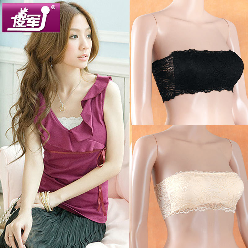 Anti emptied underwear tube top tube top around the chest pad top basic spaghetti strap lace tube top