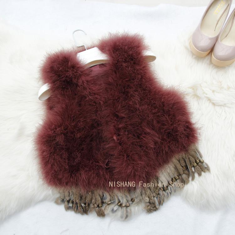 Anti season Discount  wool vest fur vest  rabbit fur tassel turkey wool fur coat