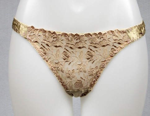 Antibiotic Mulberry Silk Panties Female Champagne Lace transparent  sexy G-string