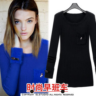 [ANYTIME] 2012 all-match slim medium-long marten velvet medium-long elastic sweater kn702