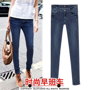 [ANYTIME] 2012 autumn thin water wash distrressed jeans skinny pants pt526