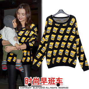 [ANYTIME] 2012 cartoon graphic patterns casual loose pullover thick sweater female kn695