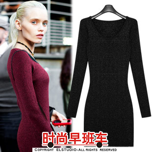 [ANYTIME] 2012 liangsi patchwork slim medium-long all-match basic sweater op1398