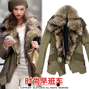 [ANYTIME] 2012 raccoon fur thickening interface slim zipper wadded jacket cotton-padded jacket jk885