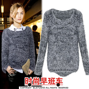 [ANYTIME] 2012 silky plush casual all-match irregular pullover sweater female kn705