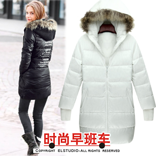 [ANYTIME] 2012 slim medium-long down coat cotton-padded jacket with a hood thermal belt slim waist cotton-padded jacket jk645